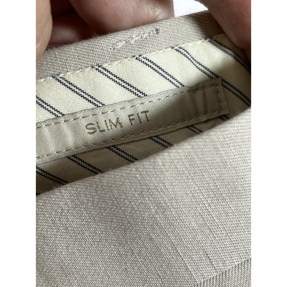 Banana Republic Heritage Pants Mens 33x28 Slim Fit‎ Linen Blend New Hemmed